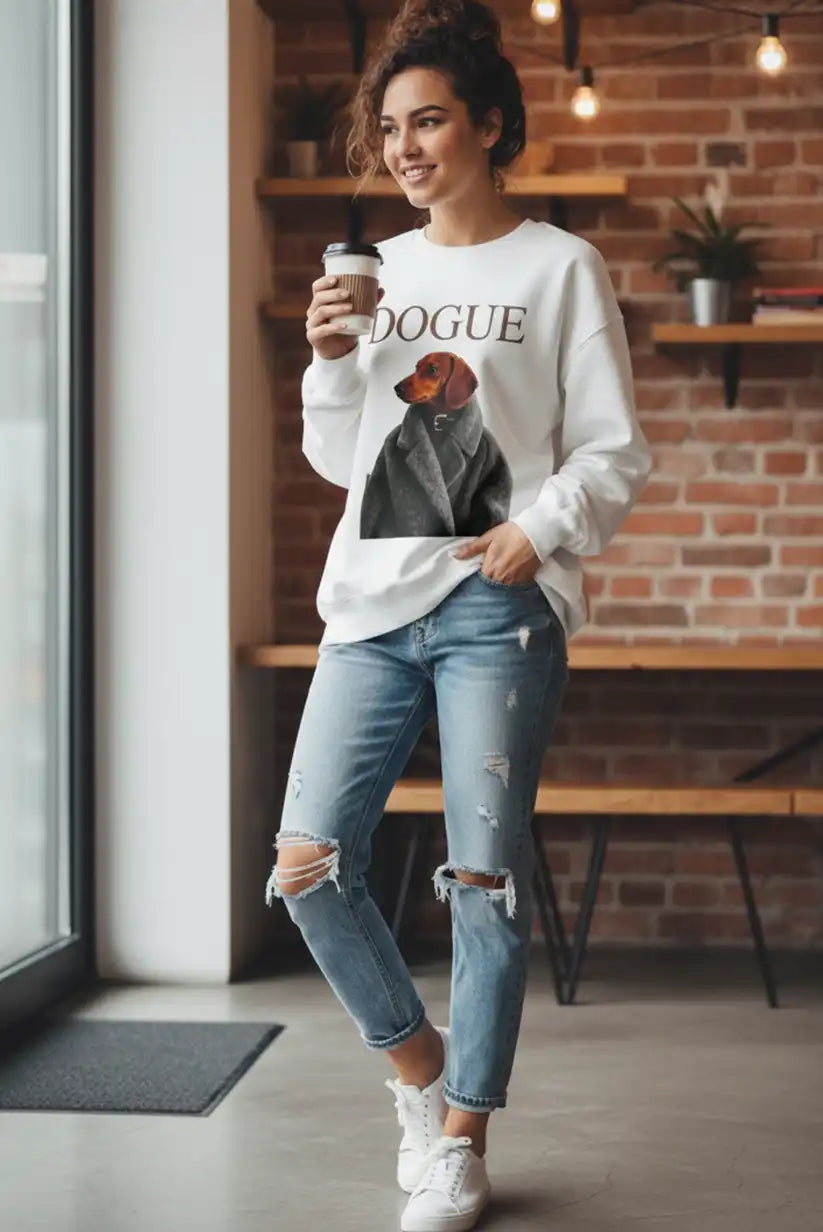 Sudadera mujer blanca “DOGUE Chic” Talla única