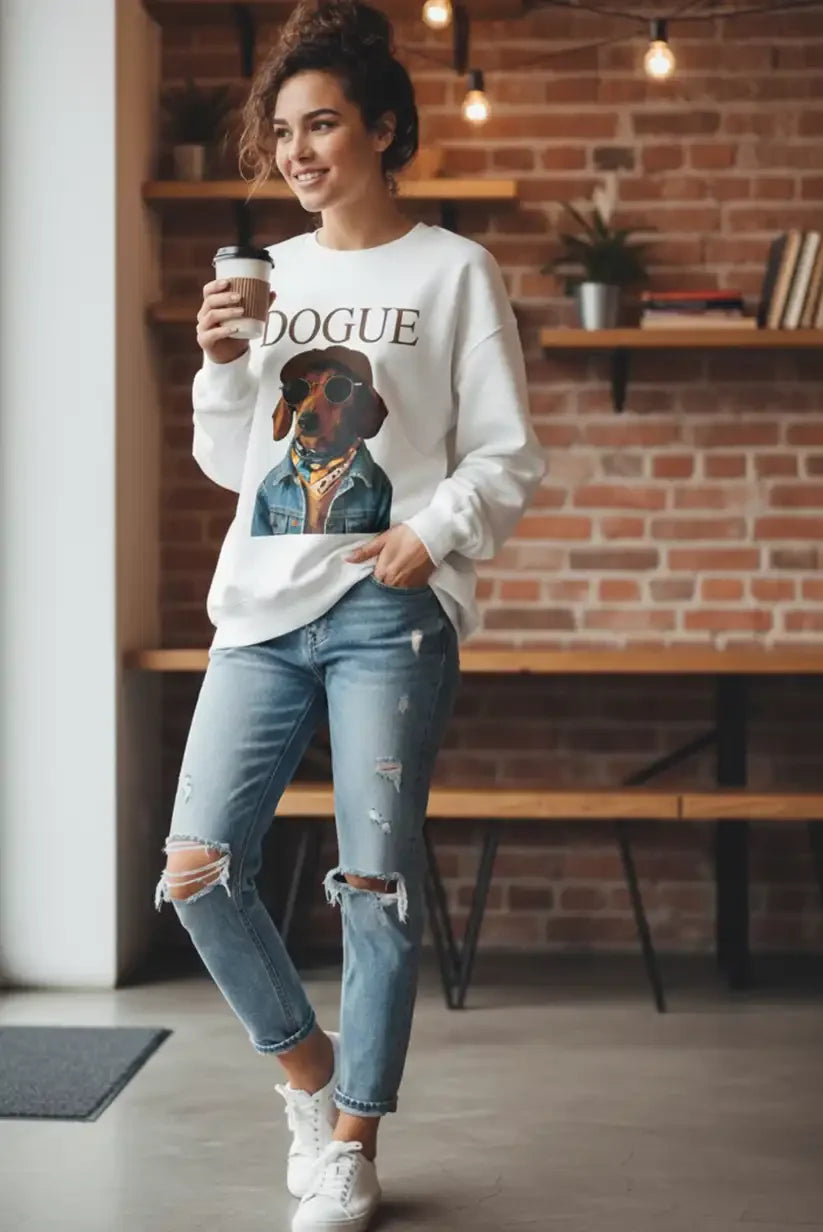 Sudadera blanca mujer “DOGUE” talla única - CHICA del Sur