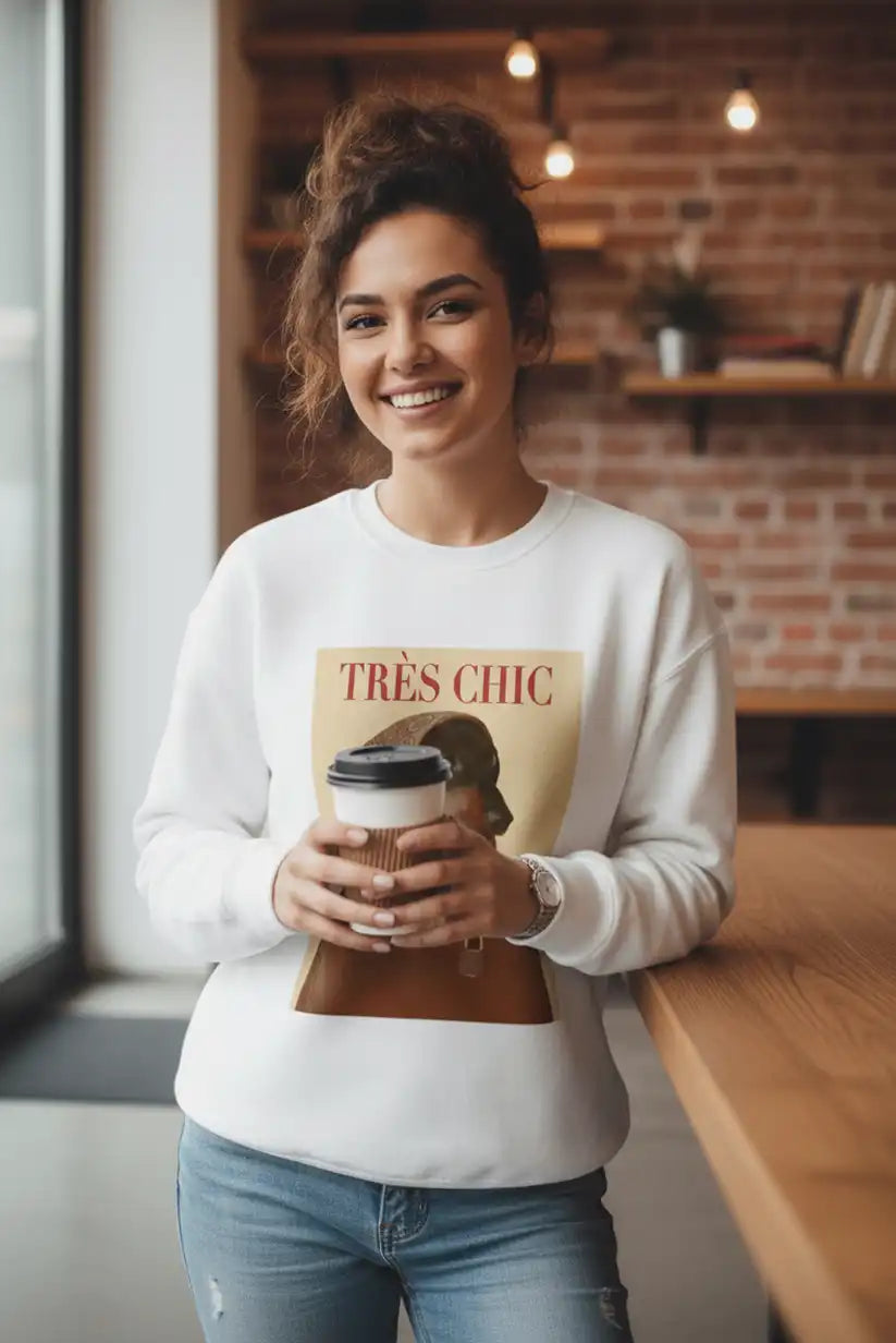 Sudadera mujer blanca “Très Chic” otoño talla única