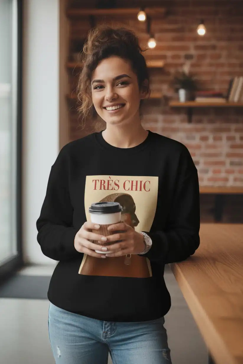 Sudadera negra “Très Chic” perrito talla única