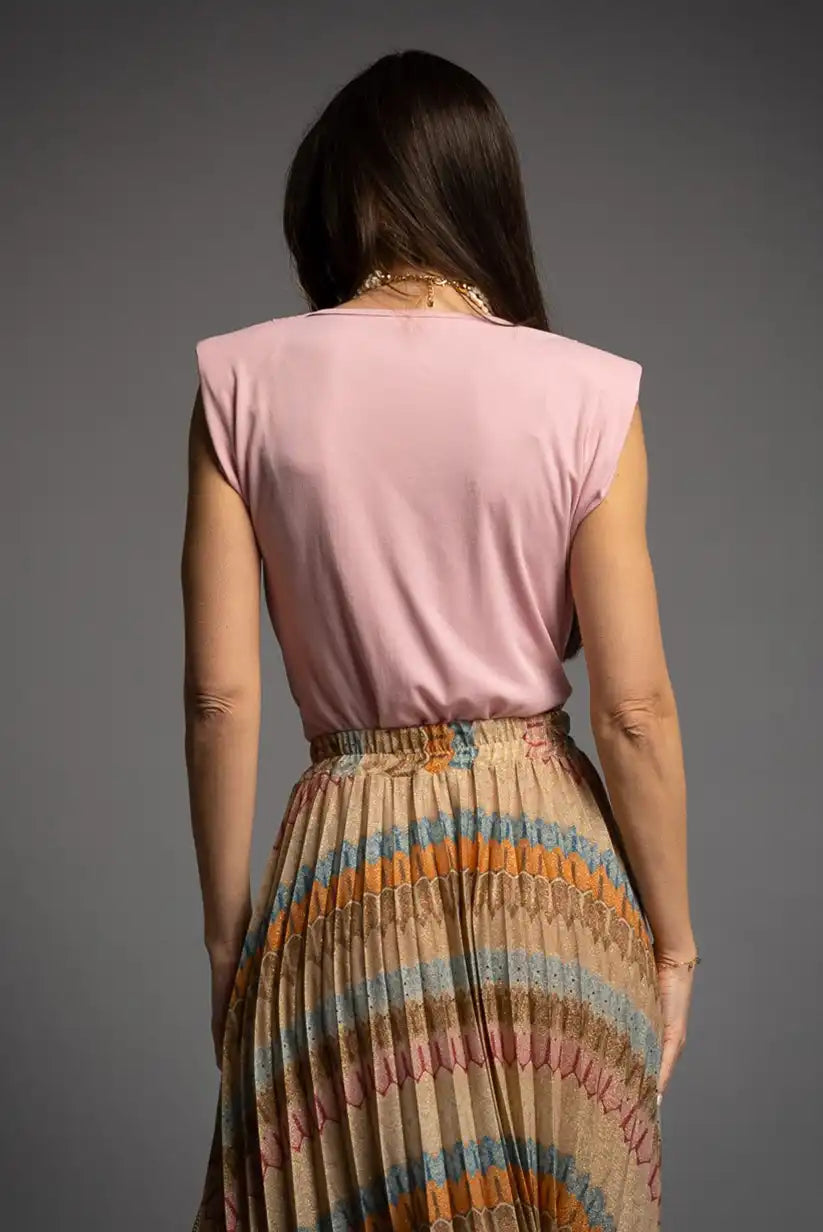 Top rosa empolvado mujer primavera verano | Drapeado elegante y cómodo - CHICA del Sur