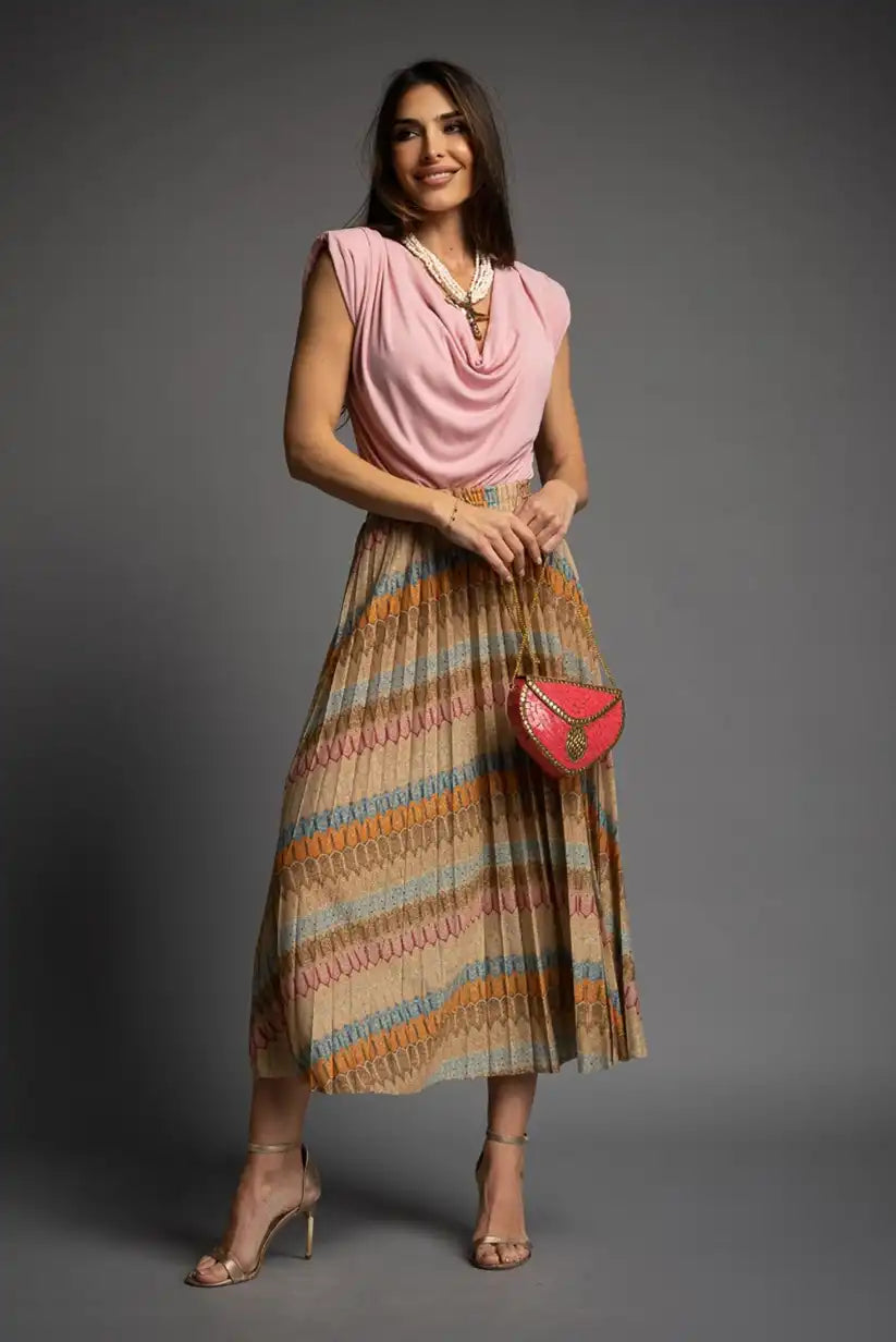 Top rosa empolvado mujer primavera verano | Drapeado elegante y cómodo - CHICA del Sur