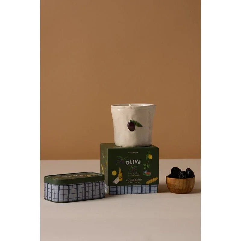 Pack velas Paddywax Bistro Higo & Oliva – grande + pequeña | Aroma mediterráneo artesanal - CHICA del Sur