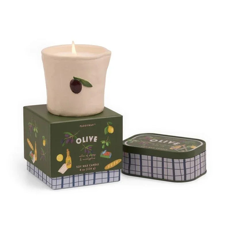 Pack velas Paddywax Bistro Higo & Oliva – grande + pequeña | Aroma mediterráneo artesanal - CHICA del Sur