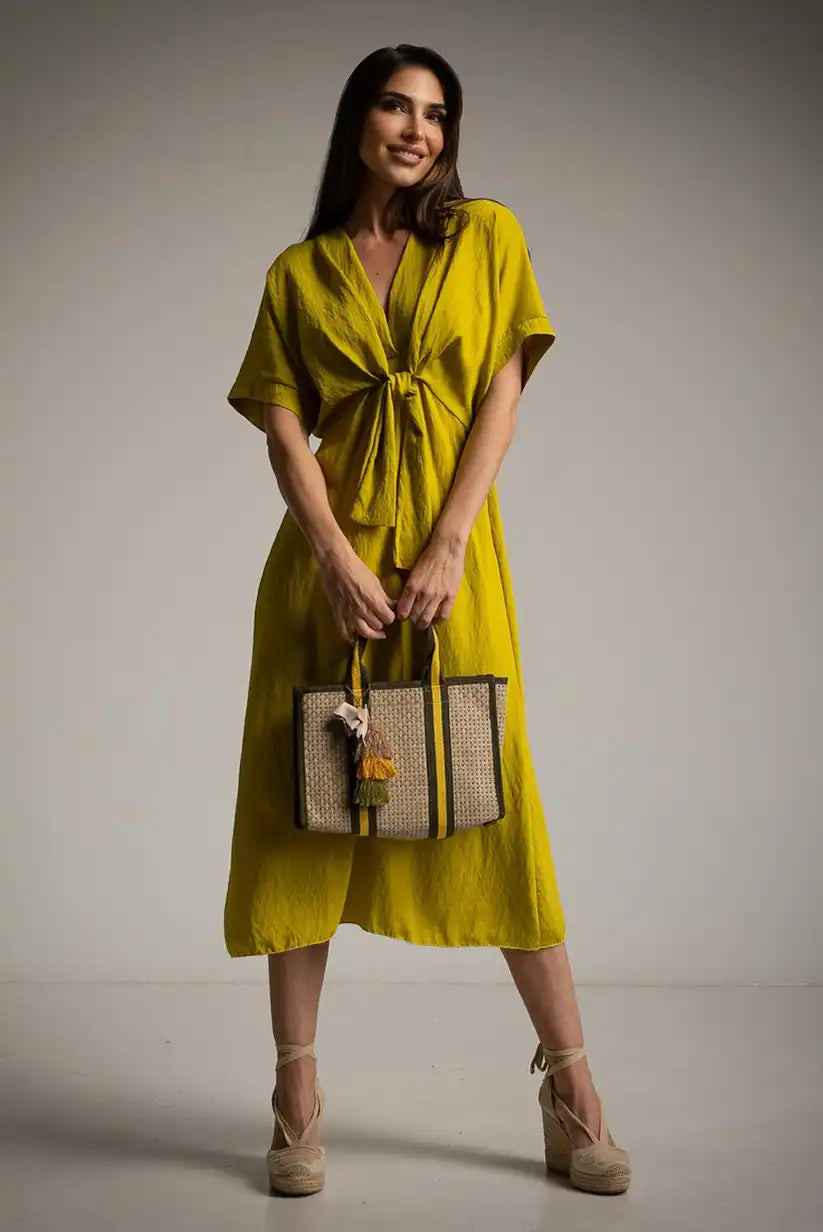 Vestido Lima Mujer con Escote y Lazada | Primavera Verano - CHICA del Sur