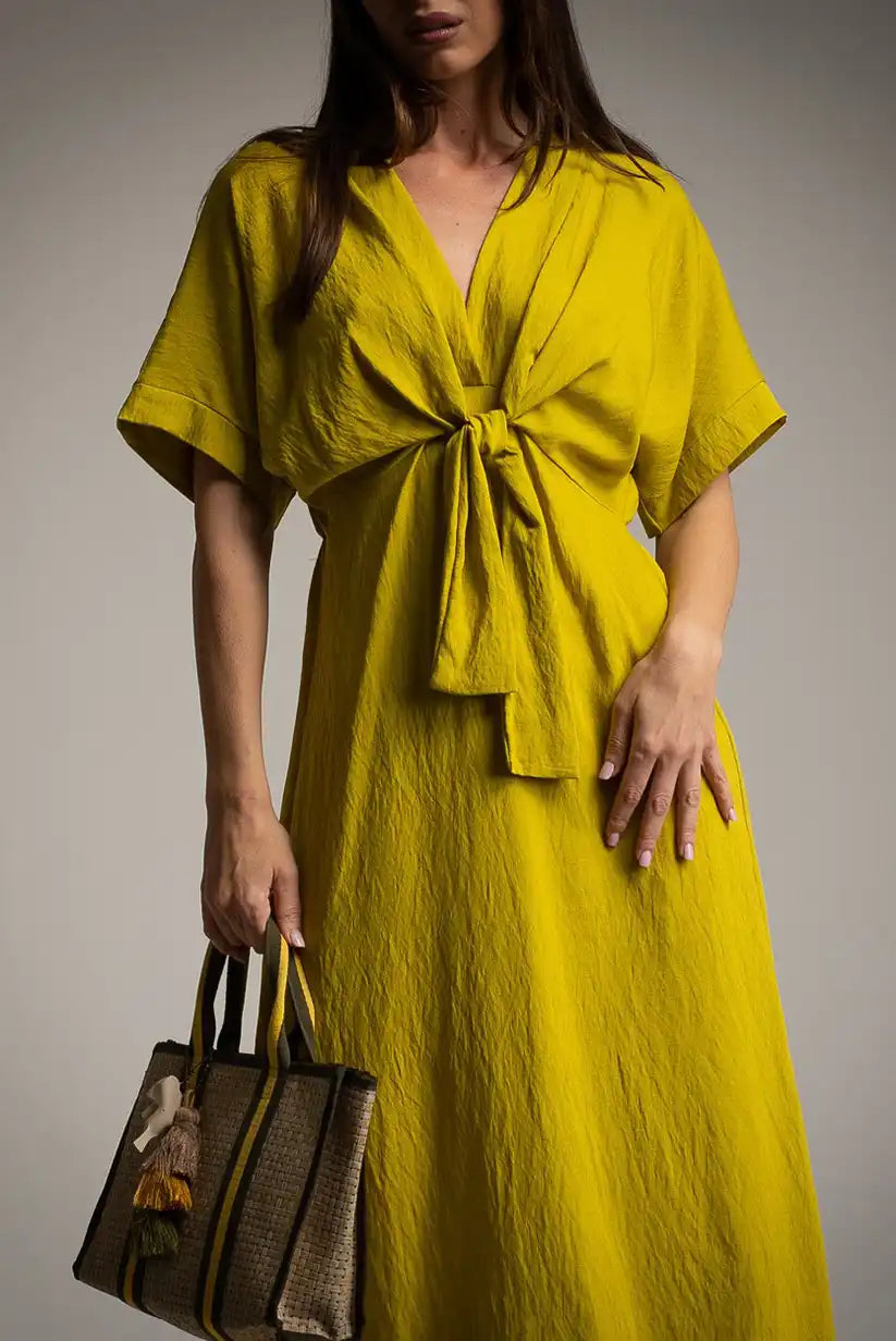 Vestido Lima Mujer con Escote y Lazada | Primavera Verano - CHICA del Sur