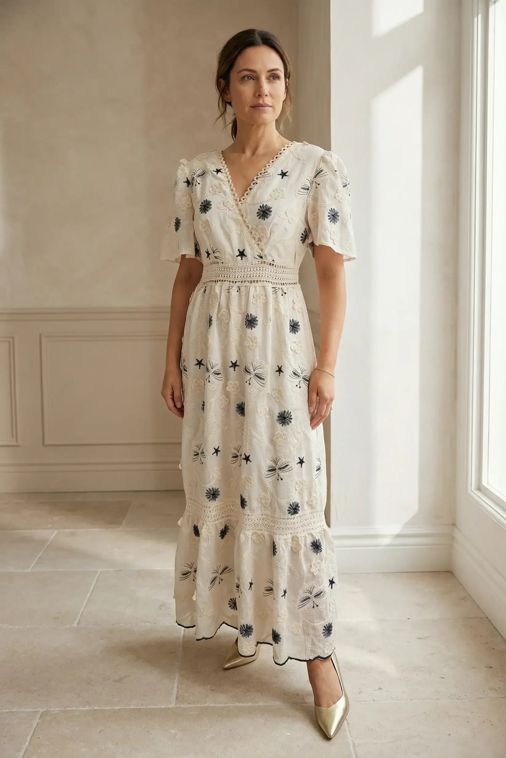 beige floral maxi dress embroidered cotton for spring 👗 – CHICA del Sur Color:Sky Blue Posey prettyrealblog on LTK color-group:alessia-dress
