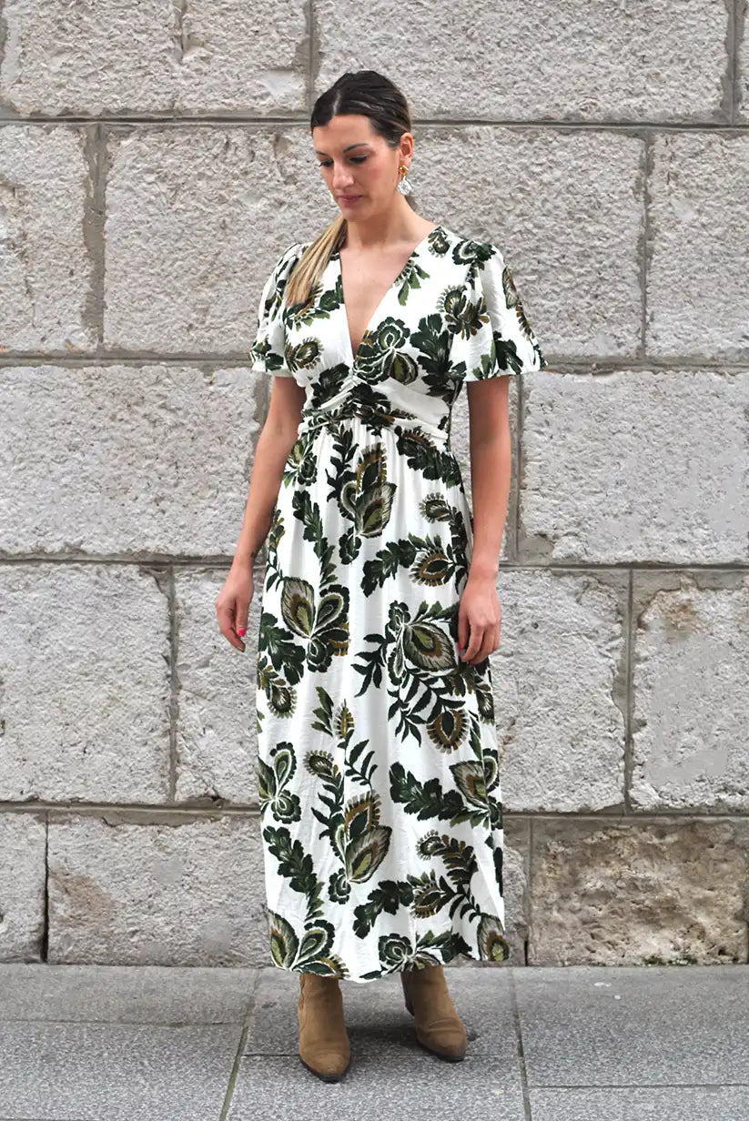 Vestido largo estampado verde tropical Amazonas | Mujer primavera verano - CHICA del Sur