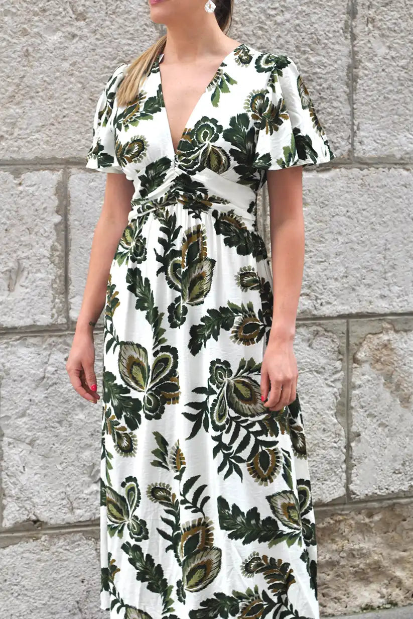 Vestido largo estampado verde tropical Amazonas | Mujer primavera verano - CHICA del Sur