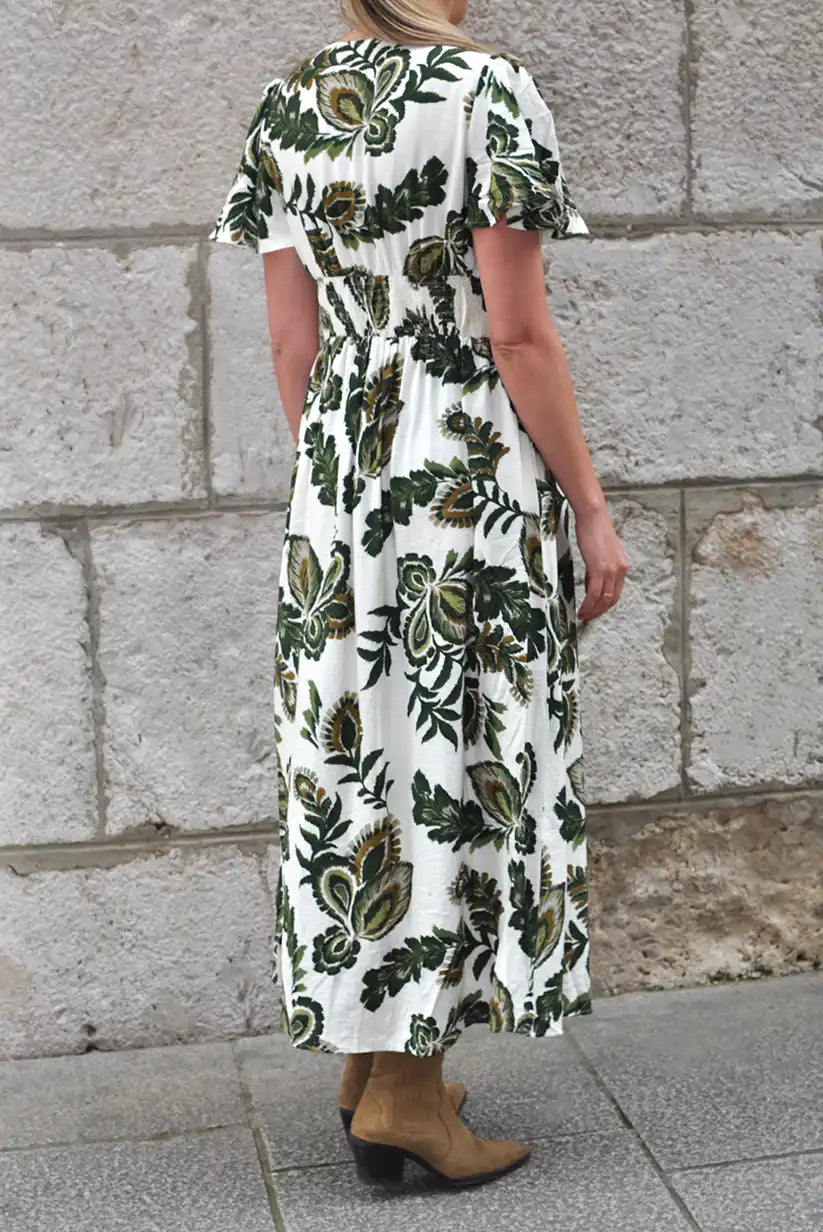 Vestido largo estampado verde tropical Amazonas | Mujer primavera verano - CHICA del Sur