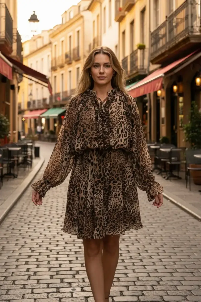 Vestido corto mujer animal print - CHICA del Sur