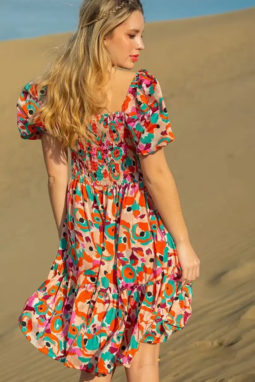 Vestido Corto Mujer Estampado Colorido Fluido Viscosa Ligera - CHICA del Sur