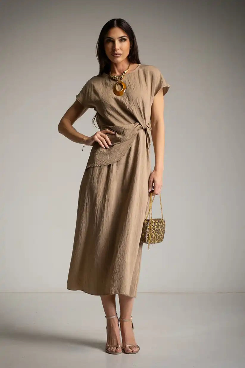 Vestido beige mujer primavera verano | Estilo cómodo y elegante - CHICA del Sur