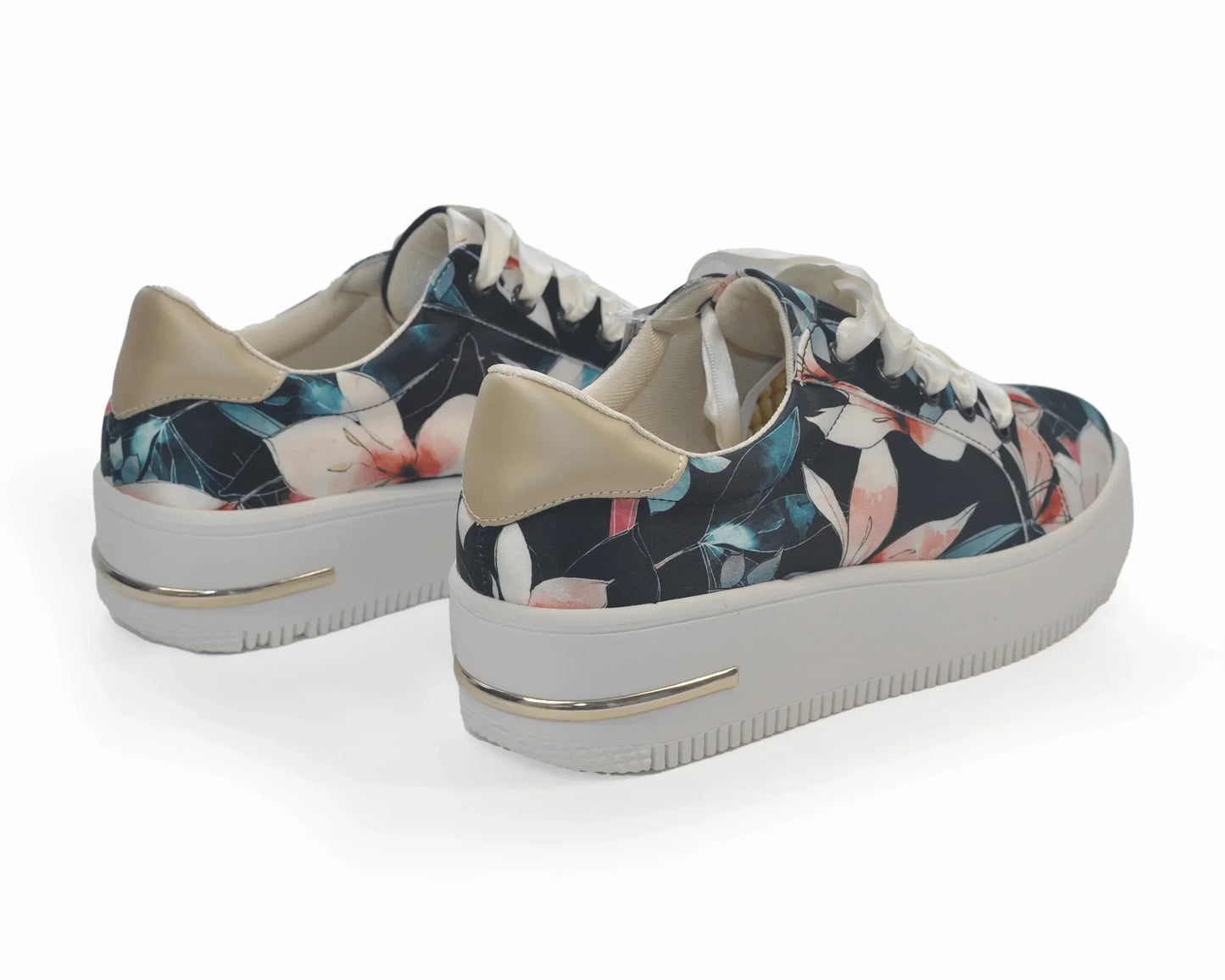 Zapatillas Urbanas de Mujer Flores negro Beige - Moda Sostenible Cuero Vegano | CHULA Tulum - CHICA del Sur