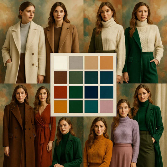 Tendencias de moda otoño invierno 2025 con abrigos y paleta de colores de temporada.