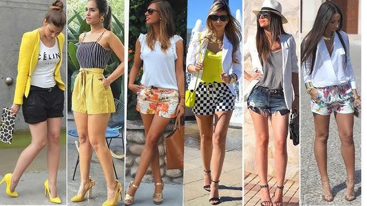 Mujeres luciendo ropa de verano, shorts y blazers coloridos en moda casual femenina