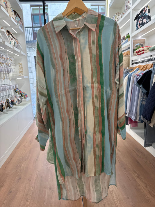 Vestido Camisero de rayas colores pastel Primavera