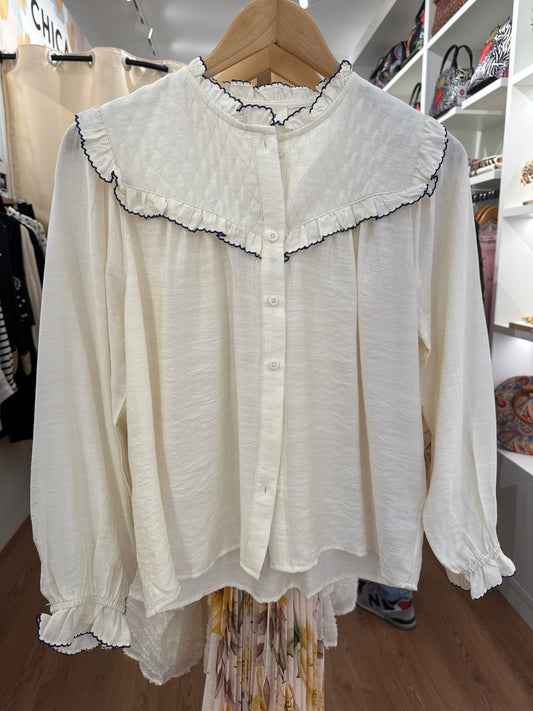 Camisa Filippa Beige manga larga