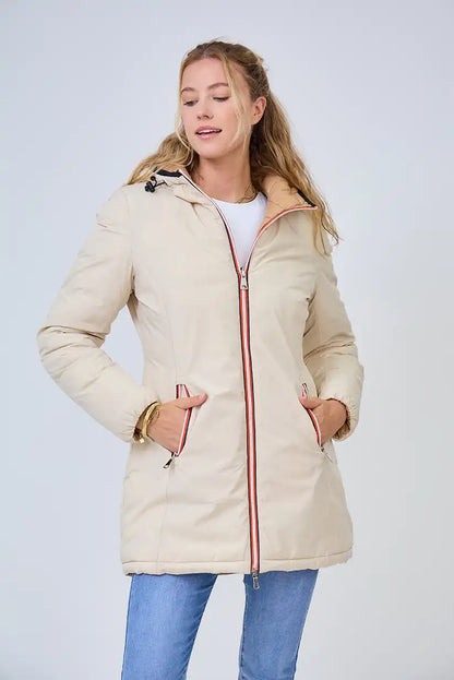 Abrigo reversible acolchado beige y camel “Laponia” - CHICA del Sur
