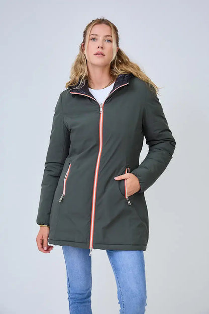 Abrigo reversible acolchado kaki y azul marino “Laponia” - CHICA del Sur