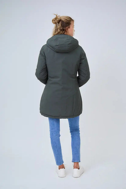 Abrigo reversible acolchado kaki y azul marino “Laponia” - CHICA del Sur