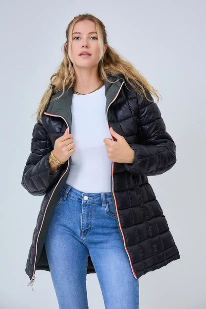 Abrigo reversible acolchado kaki y azul marino “Laponia” - CHICA del Sur