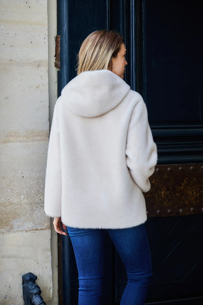 Abrigo mujer pelo sintético con capucha blanco Montblanc - CHICA del Sur