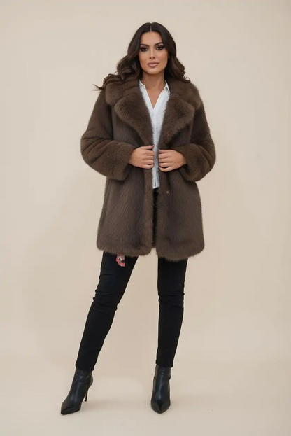 Abrigo Pelo Sintético Mujer Marrón Chocolate Vegano Sin Crueldad - CHICA del Sur