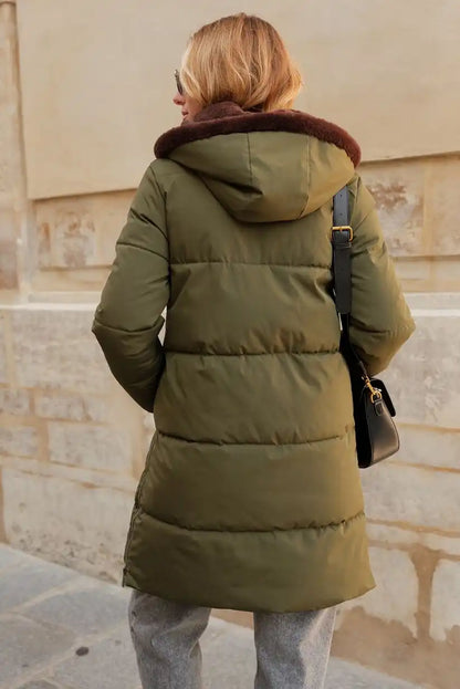 Abrigo Reversible Mujer Verde Kaki y Borreguito Marrón Cálido - CHICA del Sur