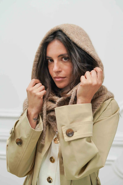 Porto balaclava neck scarf in Taupe