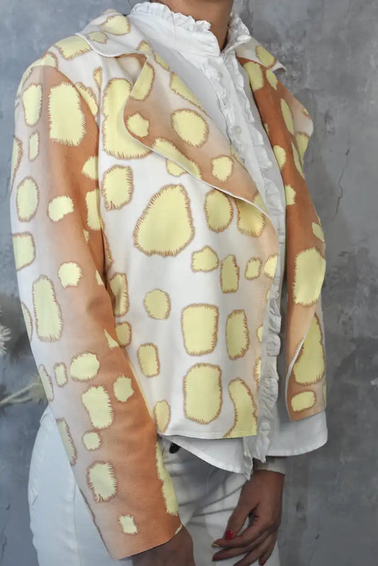 Blazer Biker Antelina estampado vaca amarilla - CHICA del Sur