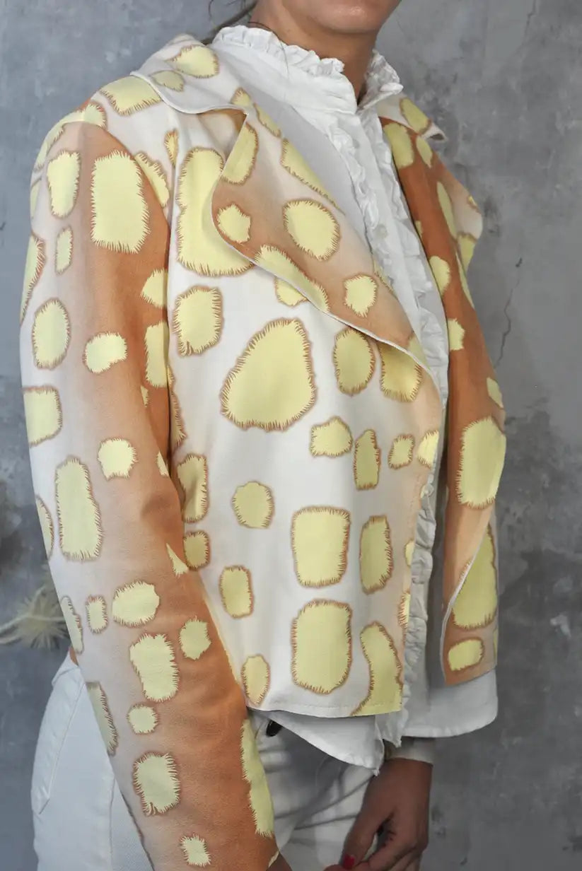 Blazer Biker Antelina estampado vaca amarilla - CHICA del Sur