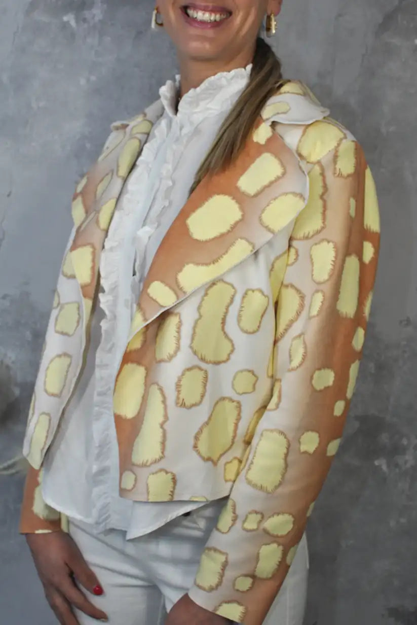 Blazer Biker Antelina estampado vaca amarilla - CHICA del Sur
