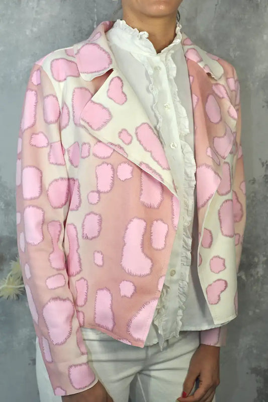 Blazer Biker Antelina estampado rosa vaca - CHICA del Sur