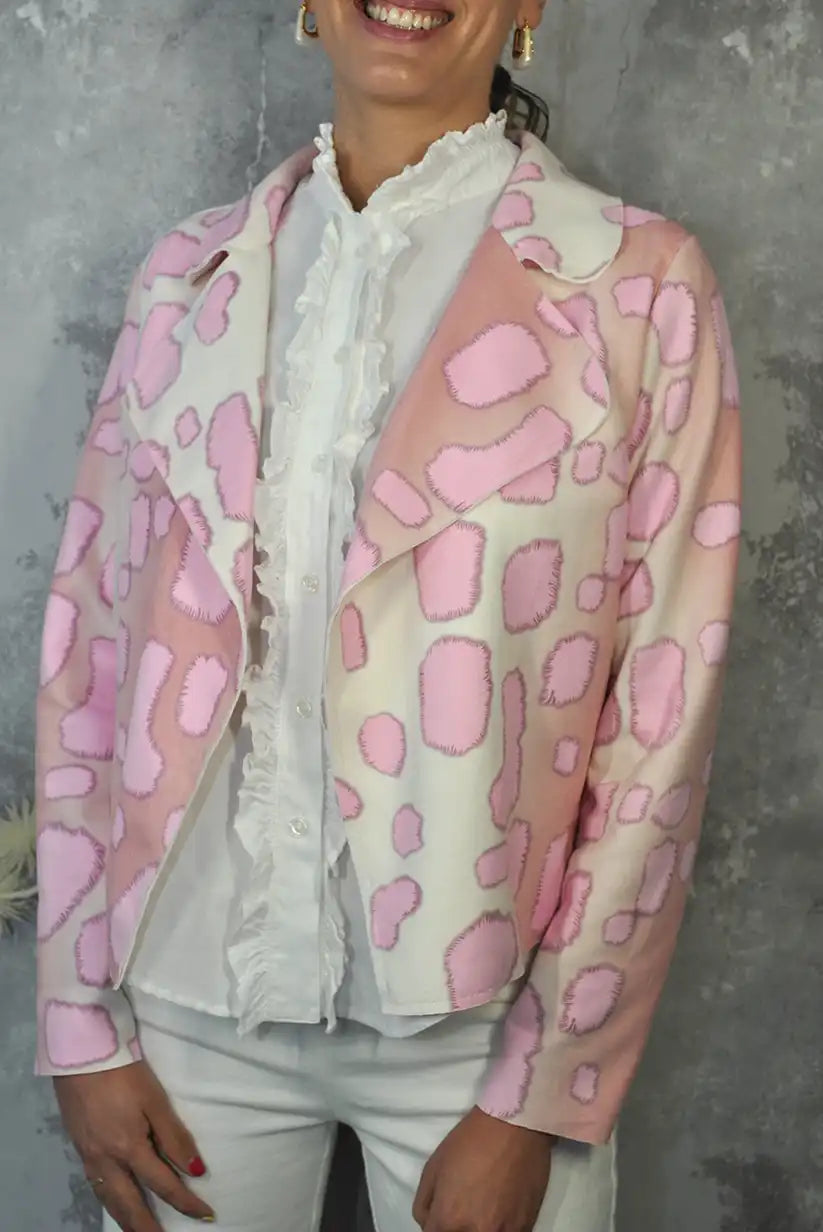 Blazer Biker Antelina estampado rosa vaca - CHICA del Sur