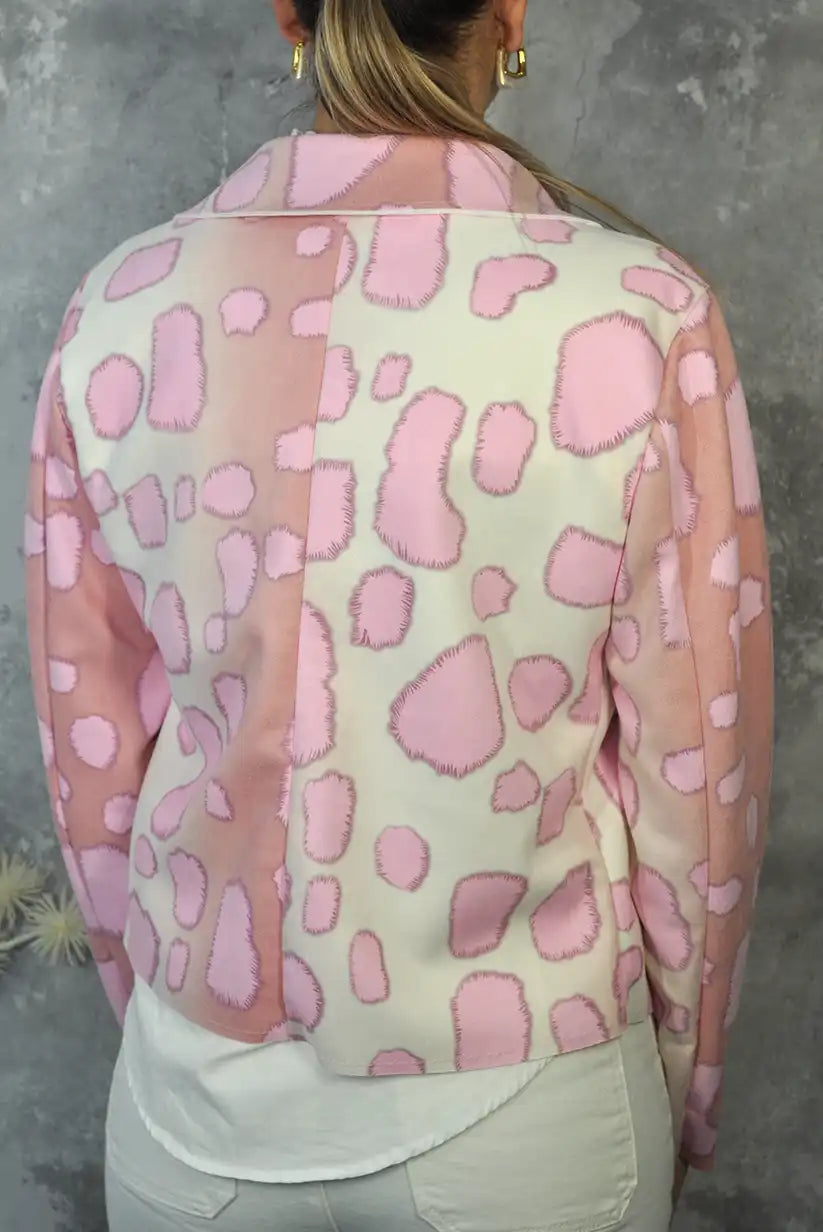 Blazer Biker Antelina estampado rosa vaca - CHICA del Sur