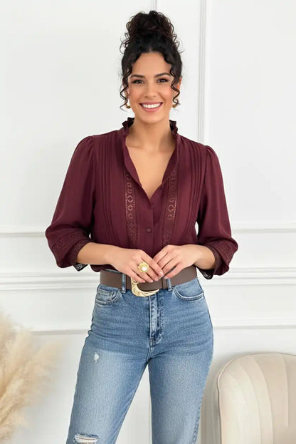 Blusa de mujer manga larga burdeos - CHICA del Sur