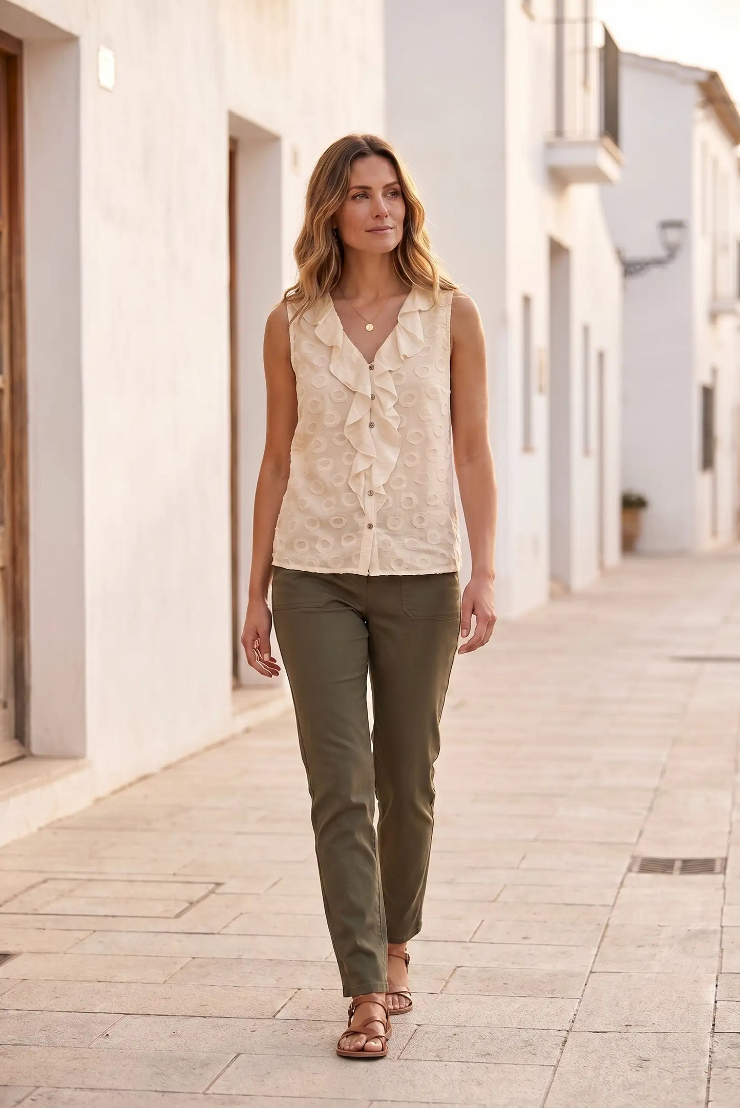 Blusa Sin Mangas con Volantes
