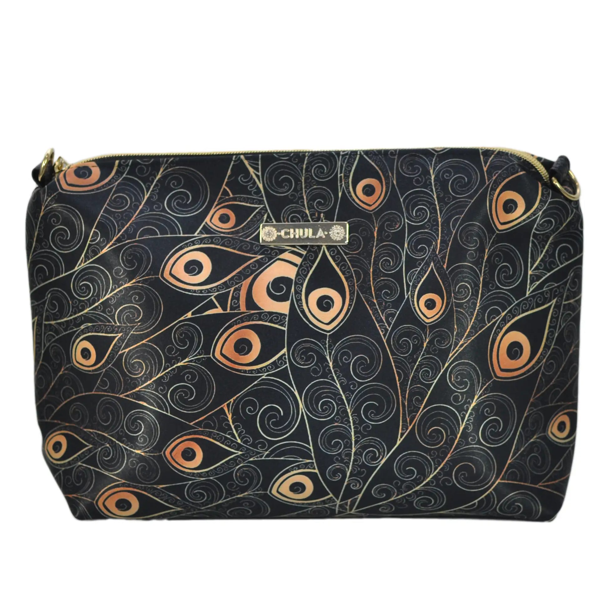 Bolso Bandolera Mediano de mujer Suzy Peacock Golden | CHULA Tulum regalo original bolso estampado