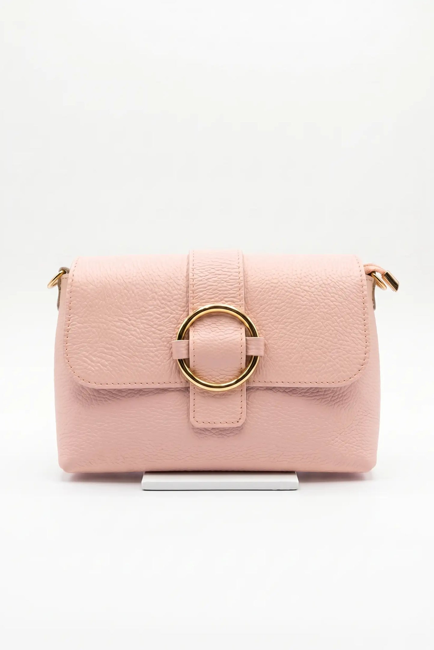 Bolso bandolera pequeño rosa para mujer con hebilla dorada, moda casual femenina