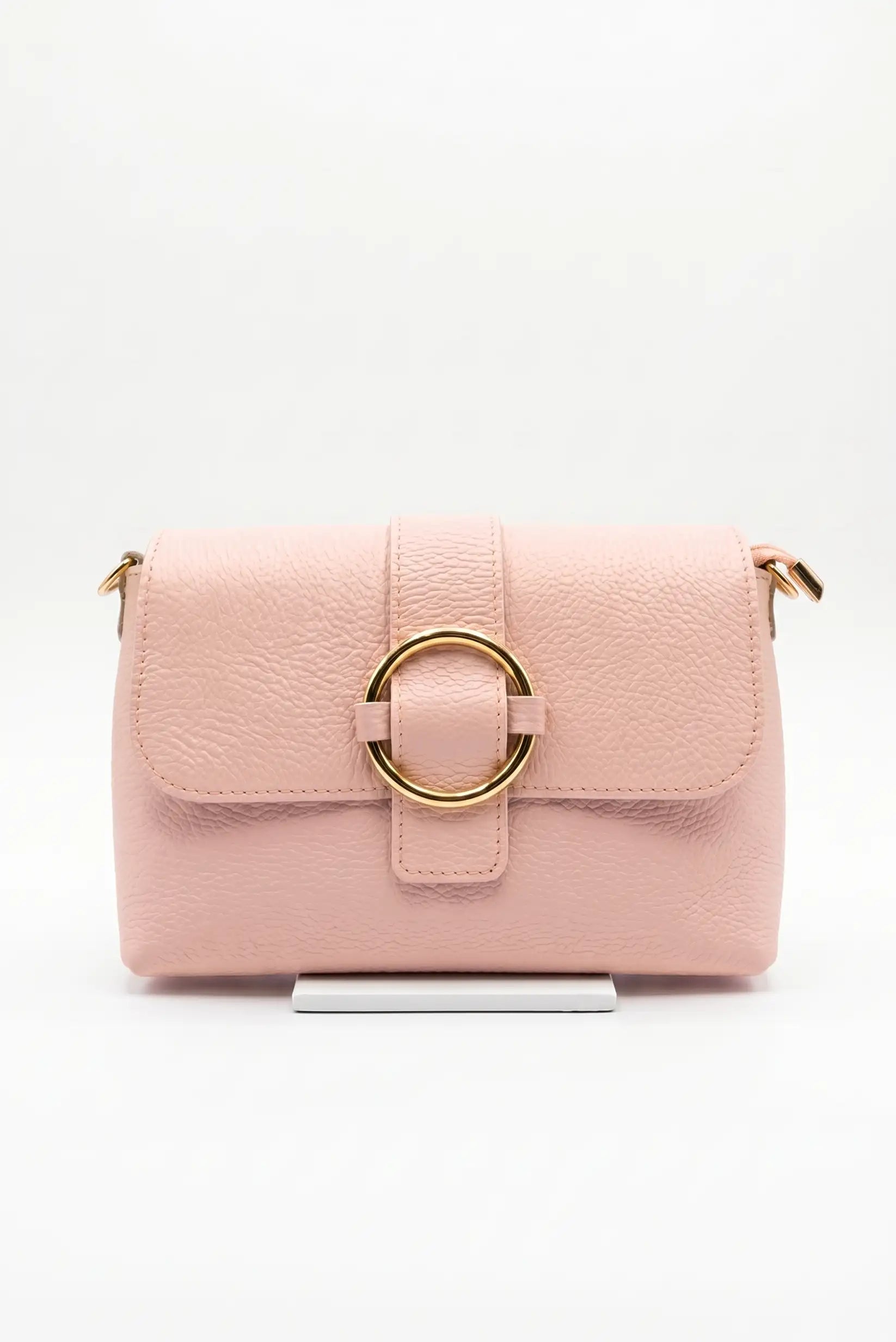 Bolso bandolera pequeño rosa para mujer con hebilla dorada, moda casual femenina