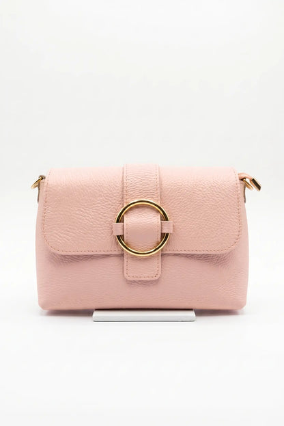 Bolso bandolera pequeño rosa para mujer con hebilla dorada, moda casual femenina