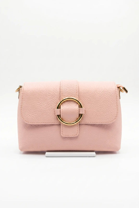 Bolso bandolera pequeño rosa para mujer con hebilla dorada, moda casual femenina