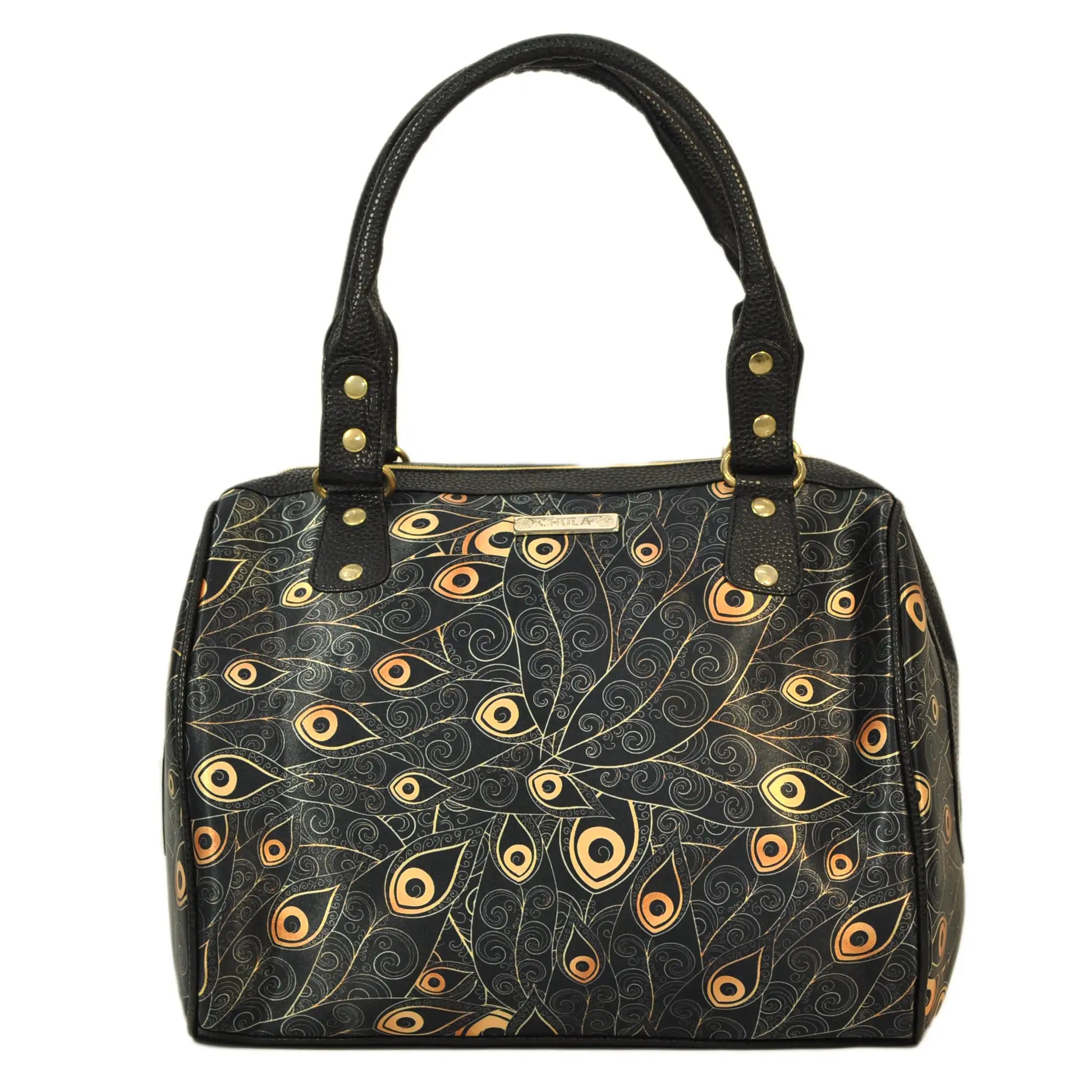 Bolso de hombro mediano de mujer regalo original bolso cuero vegano Celia Peacock Golden | CHULA Tulum