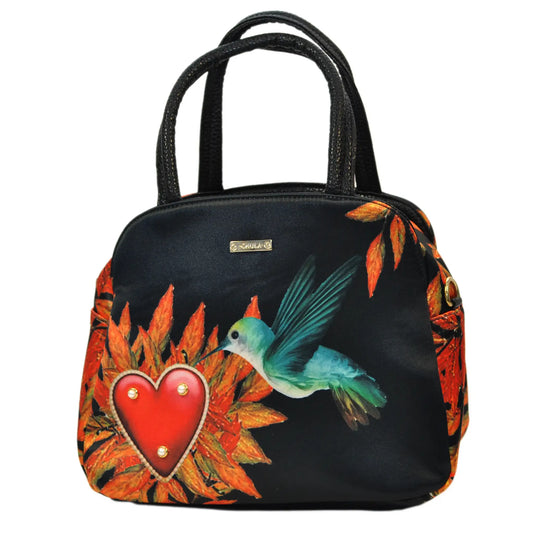 Bolso de Mano y Bandolera Mediano de mujer regalo original cuero vegano Milly Colibrí Corazón | CHULA Tulum