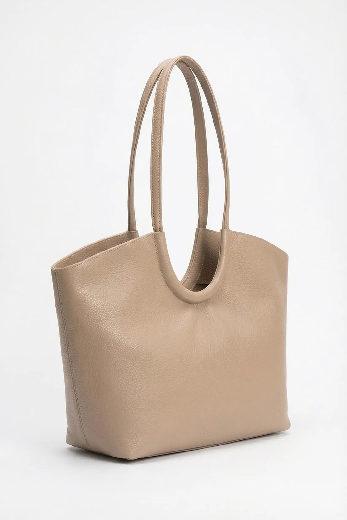 Bolso de mano grande beige para mujer, estilo casual, asas largas, primavera