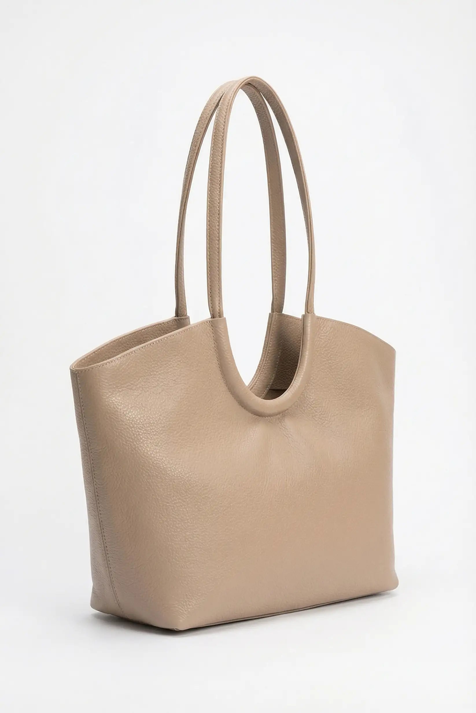 Bolso de mano grande beige para mujer, estilo casual, asas largas, primavera