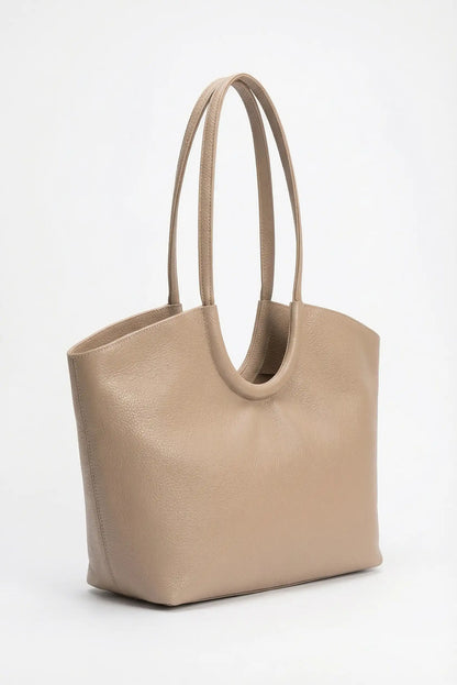 Bolso de mano grande beige para mujer, estilo casual, asas largas, primavera