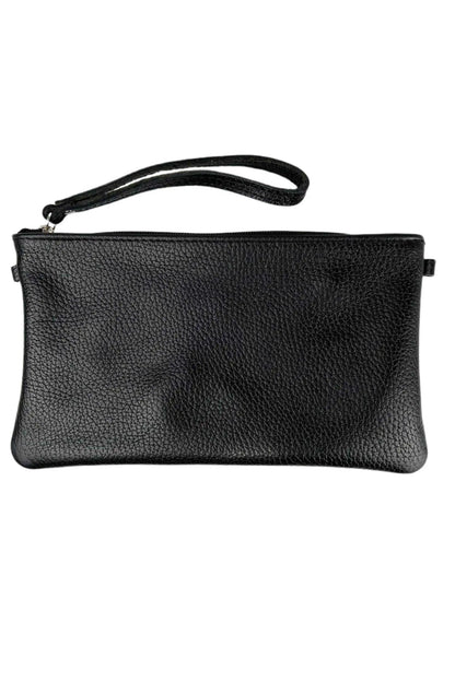 Bolso clutch de piel negro con asa de mano y cierre de cremallera de CHICA del Sur