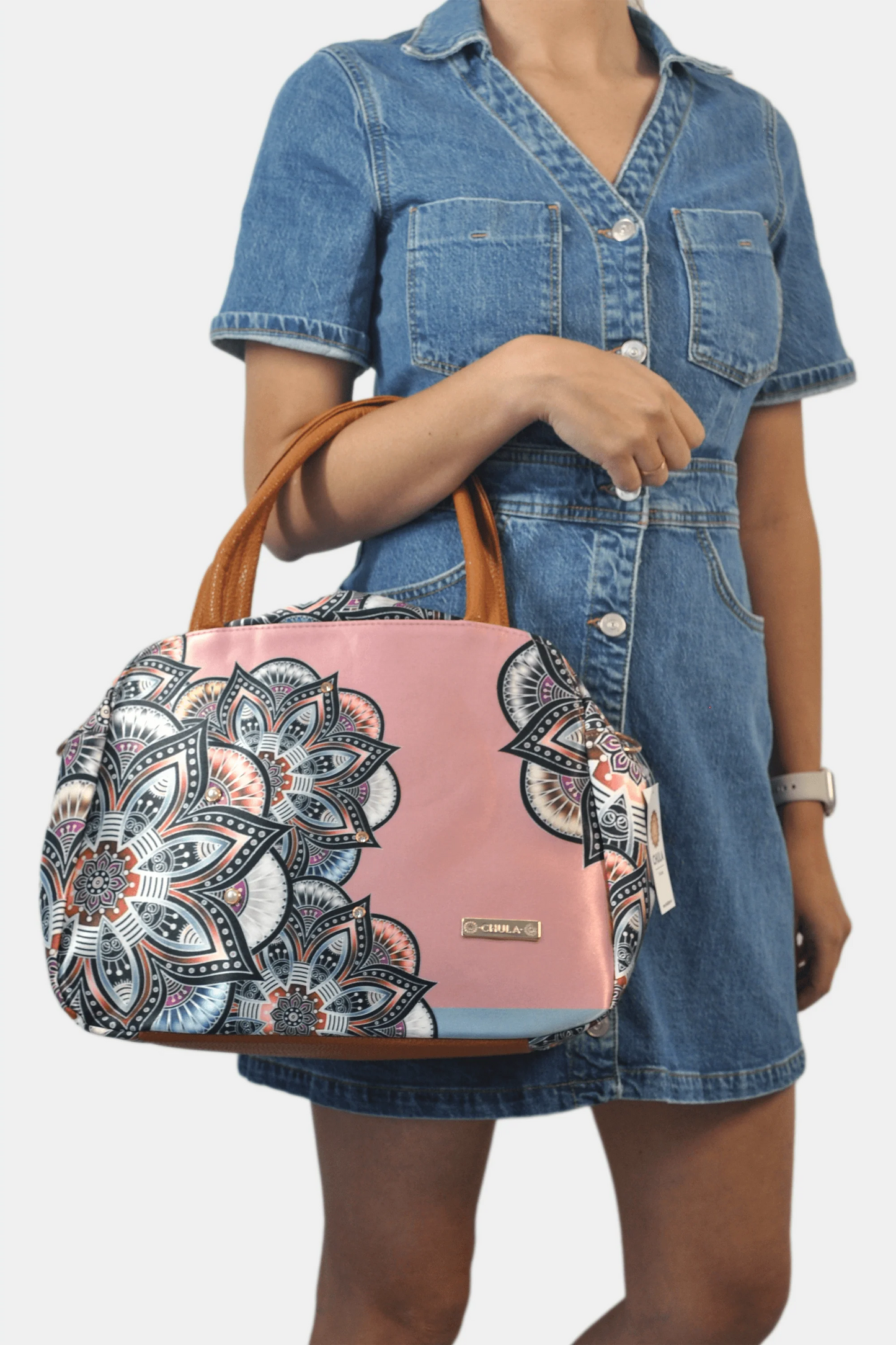 Bolso de hombro y bandolera grande Ana Mandala Rosa | CHULA Tulum - CHULA Tulum